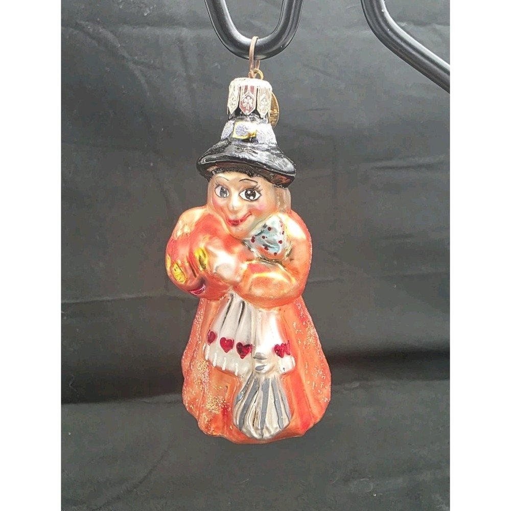 SIGNED 1998 Christopher Radko Agnes & Endora Little Gem Witch Pumpkin Ornament